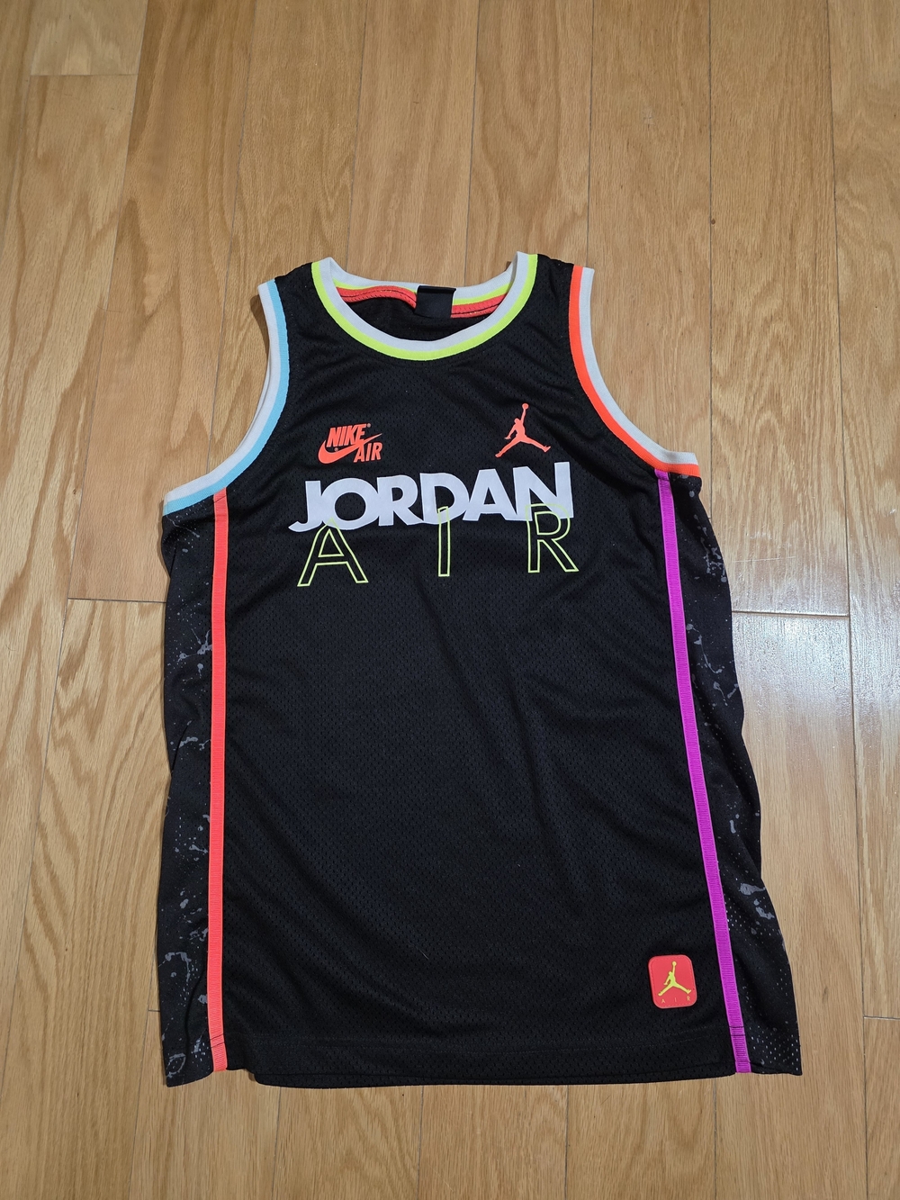 Jordan Black Tank Top with Neon Yellow, Pink & Blue Trim Kid Sz L(13-15yr)